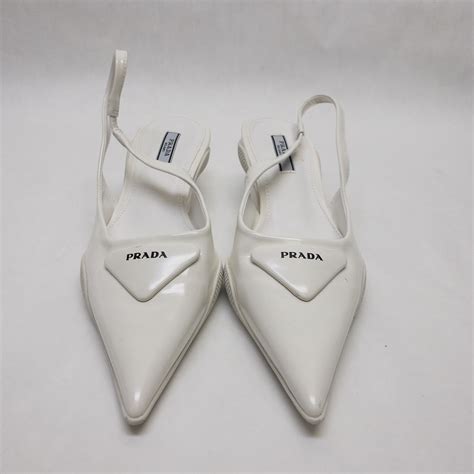 vintage prada heels|white Prada kitten heels.